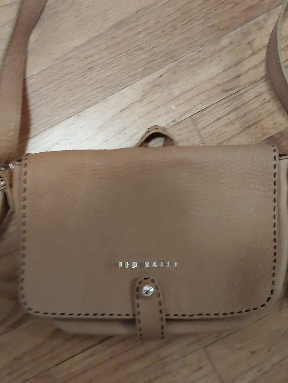Ted Baker Caramel Leather Crossbody Bag with Silver Logo